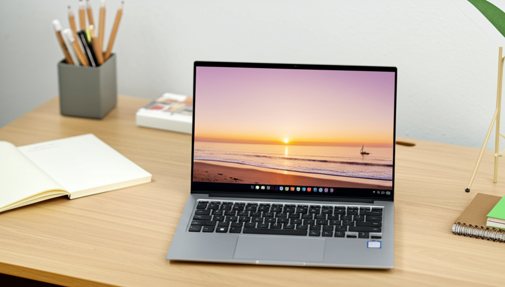 Student working on laptop
